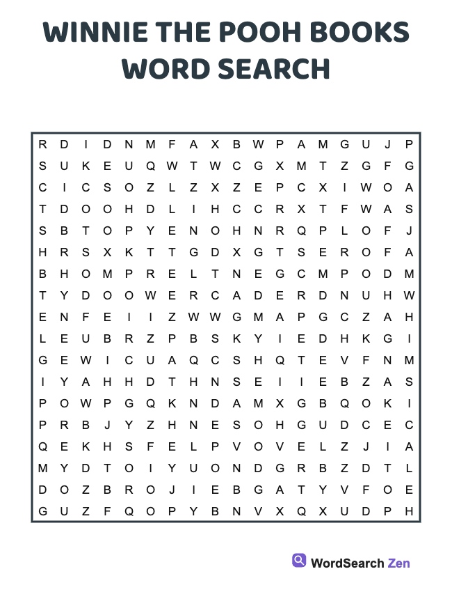 Winnie The Pooh Books Word Search
