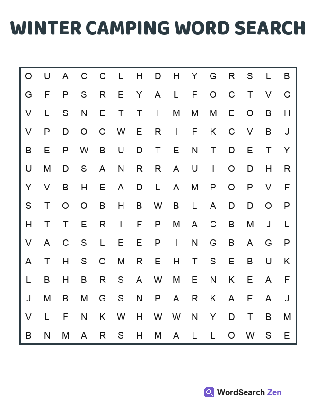 Winter Camping Word Search