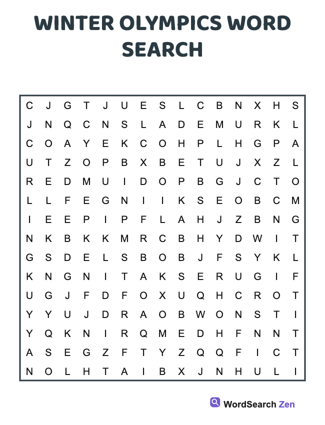 Winter Olympics Word Search