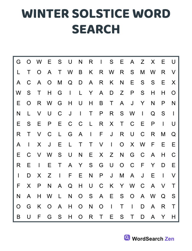 Winter Solstice Word Search