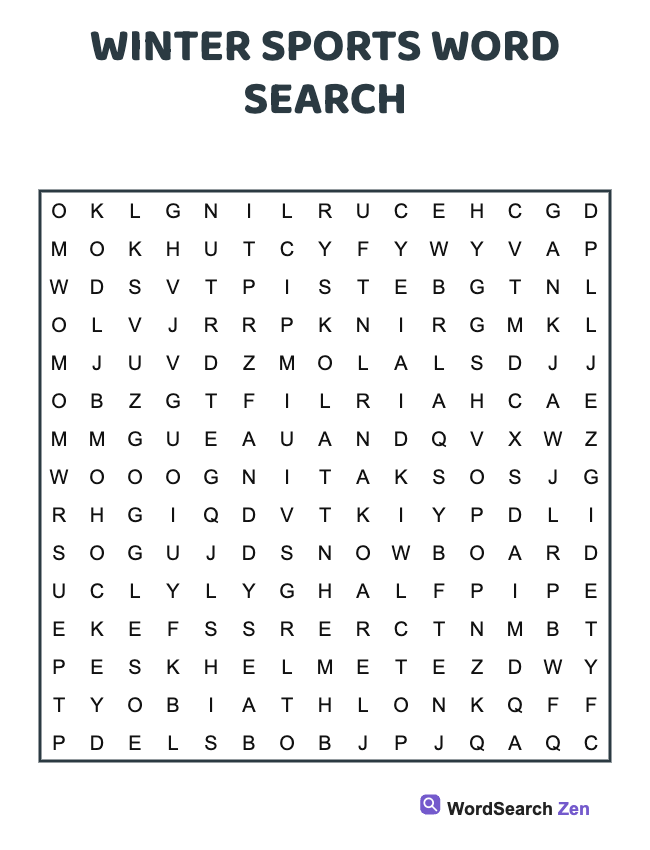 Winter Sports Word Search