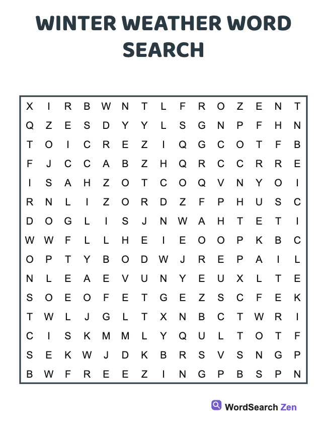 Winter Weather Word Search
