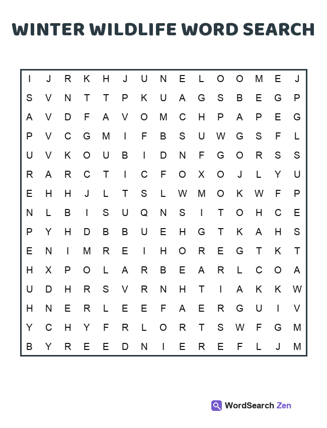 Winter Wildlife Word Search