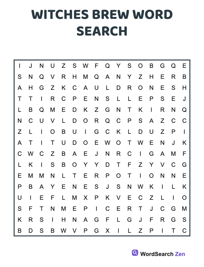 Witches Brew Word Search