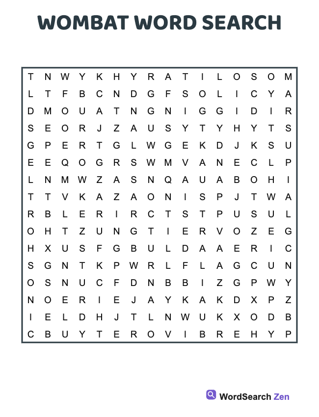 Wombat Word Search