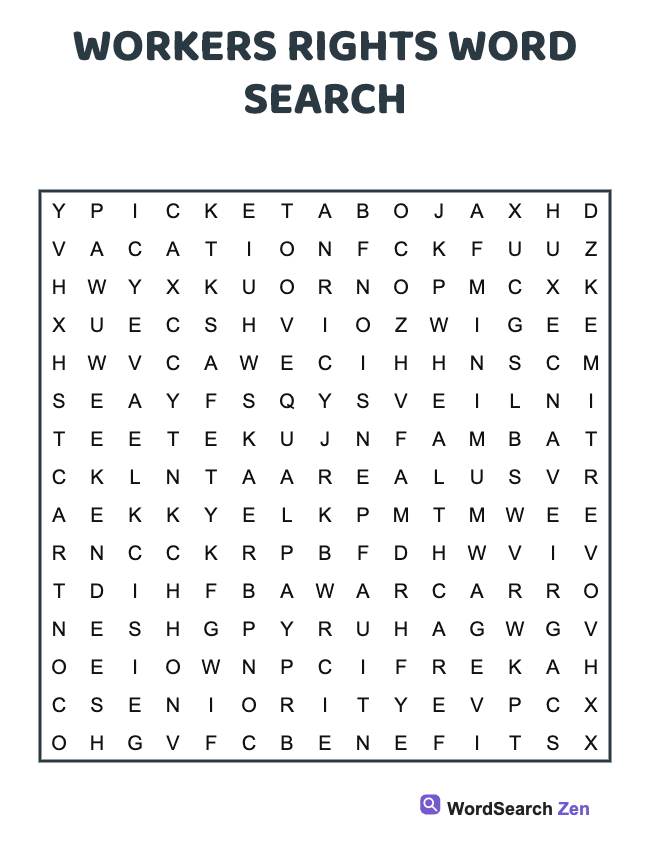Workers Rights Word Search