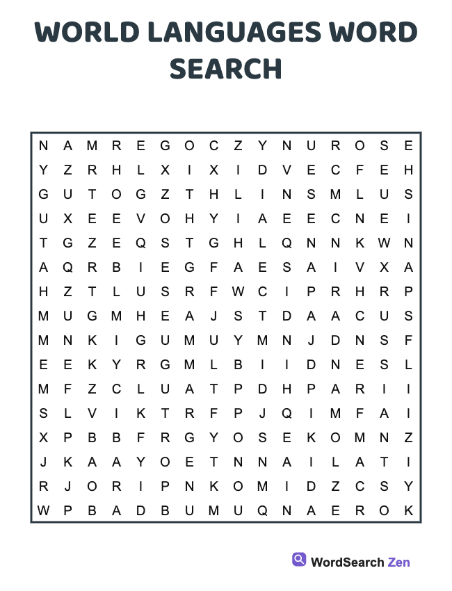 World Languages Word Search