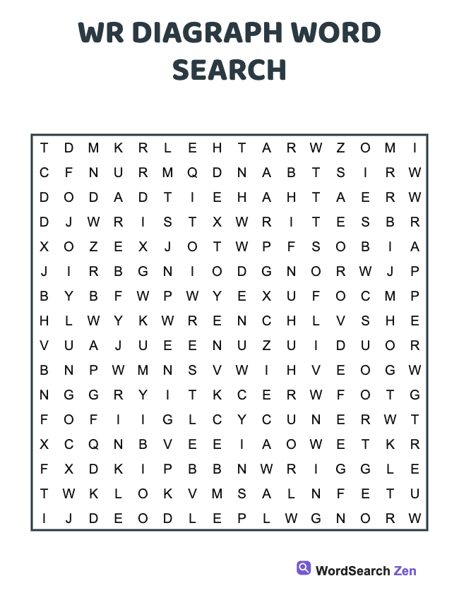 Wr Diagraph Word Search