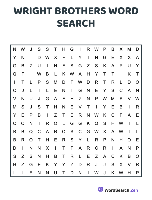 Wright Brothers Word Search