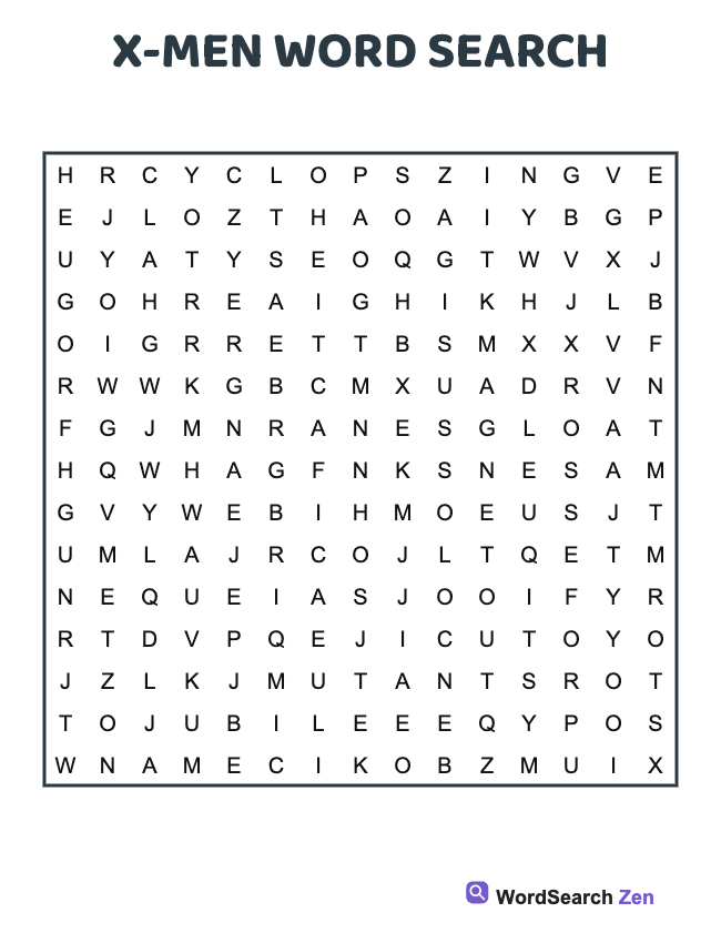X-Men Word Search