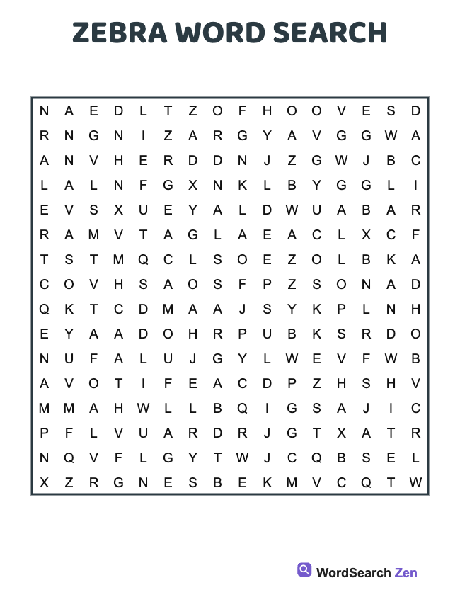 Zebra Word Search